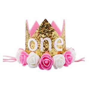Kūdikio gimtadienio kepurė Princesė Karūnėlė Vaikai Berniukas Mergaitė 1-ojo 2-o 3-iojo gimtadienio galvos juostelė su gėlėmis, vaikų dušo dekoracija