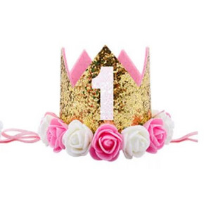 Kūdikio gimtadienio kepurė Princesė Karūnėlė Vaikai Berniukas Mergaitė 1-ojo 2-o 3-iojo gimtadienio galvos juostelė su gėlėmis, vaikų dušo dekoracija