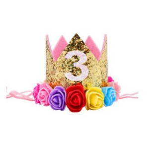 Kūdikio gimtadienio kepurė Princesė Karūnėlė Vaikai Berniukas Mergaitė 1-ojo 2-o 3-iojo gimtadienio galvos juostelė su gėlėmis, vaikų dušo dekoracija