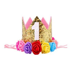 Kūdikio gimtadienio kepurė Princesė Karūnėlė Vaikai Berniukas Mergaitė 1-ojo 2-o 3-iojo gimtadienio galvos juostelė su gėlėmis, vaikų dušo dekoracija