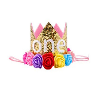 Kūdikio gimtadienio kepurė Princesė Karūnėlė Vaikai Berniukas Mergaitė 1-ojo 2-o 3-iojo gimtadienio galvos juostelė su gėlėmis, vaikų dušo dekoracija
