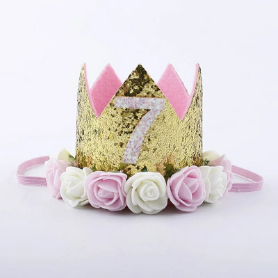 Kūdikio gimtadienio kepurė Princesė Karūnėlė Vaikai Berniukas Mergaitė 1-ojo 2-o 3-iojo gimtadienio galvos juostelė su gėlėmis, vaikų dušo dekoracija