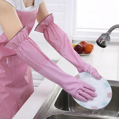 1 Pair Thickening Household Gloves Kitchen Washing Wash Dishes Gloves Dishwashing Long Sleeve Gloves Ideal Hand Protection