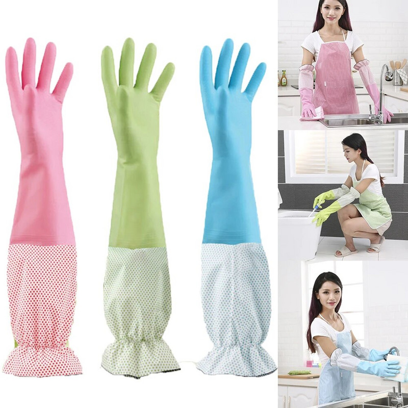 1 par podebljanih kućanskih rukavica za kuhinjsko pranje, pranje posuđa, rublja za pranje posuđa, rukavice s dugim rukavima, idealna zaštita za ruke