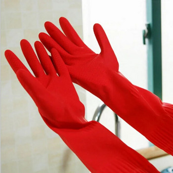 Гъвкави удобни гумени чисти ръкавици Червени чинии Дамски ръкавици за пране Дълги гумени аксесоари за почистване на кухня