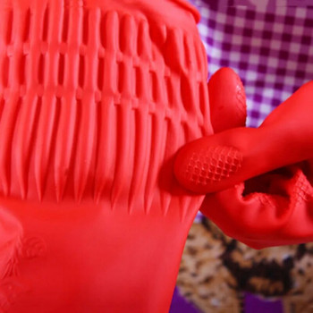 Гъвкави удобни гумени чисти ръкавици Червени чинии Дамски ръкавици за пране Дълги гумени аксесоари за почистване на кухня