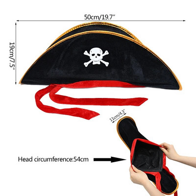 Piratų skrybėlės kaukolės spausdinimas suaugusiems vaikams Piratų kapitono skrybėlė Cosplay kostiumo kepurė Gimtadienio Helovino kaukių vakarėlio dekoravimo reikmenys