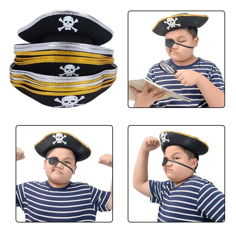 Kalózkalap koponyanyomat felnőtt gyerekek kalózkapitány sapka Cosplay jelmez sapka születésnapi halloween álarcos parti kellékek kellékek
