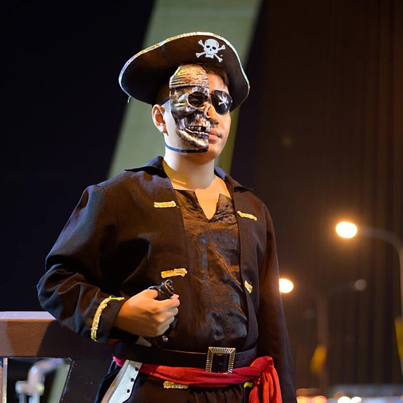 Kalózkalap koponyanyomat felnőtt gyerekek kalózkapitány sapka Cosplay jelmez sapka születésnapi halloween álarcos parti kellékek kellékek