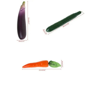 Реалистични изкуствени краставица, патладжан и морков Подпори за снимки на фалшиви зеленчуци Украса за домашна кухня Детска обучаваща играчка