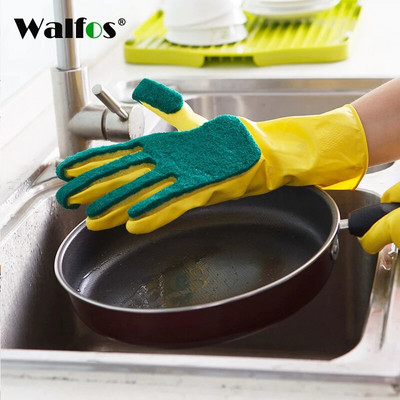 WALFOS Creative  Washing Cleaning Gloves Garden Kitchen Dish Sponge Fingers Rubber Household Cleaning Gloves for Dishwashin