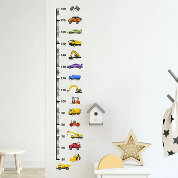 Детска таблица за растеж на стената Стикер Самозалепващ се стикер за стена Карикатура Автомобилен печат Различни превозни средства Детска таблица за височина на стената