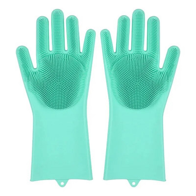 32 cm silikoninės pirštinės virtuvės mikrobangų krosnelė šilumos izoliacija valymo pirštinės indų plovimo šepetys gryna spalva storas plonas