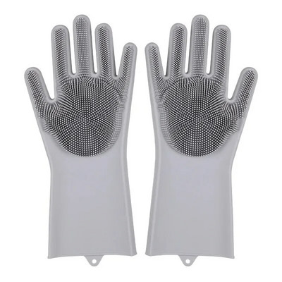 32 cm silikoninės pirštinės virtuvės mikrobangų krosnelė šilumos izoliacija valymo pirštinės indų plovimo šepetys gryna spalva storas plonas