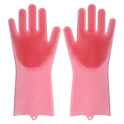 32 cm silikoninės pirštinės virtuvės mikrobangų krosnelė šilumos izoliacija valymo pirštinės indų plovimo šepetys gryna spalva storas plonas