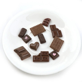 30 τεμάχια / Συσκευασία Προσομοίωση Ρητίνης Σοκολατένια μπισκότα Επίπεδη πλάτη Μικτά Fake Chocolate Craft DIY Αξεσουάρ μαλλιών Υλικά