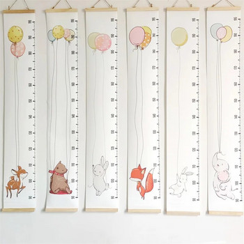 Скандинавски анимационен животно Линийка за височина на бебето Дървена стена Диаграма на растежа на децата Линейка за запис на мярка Линийка за домашен декор Подпори за снимки