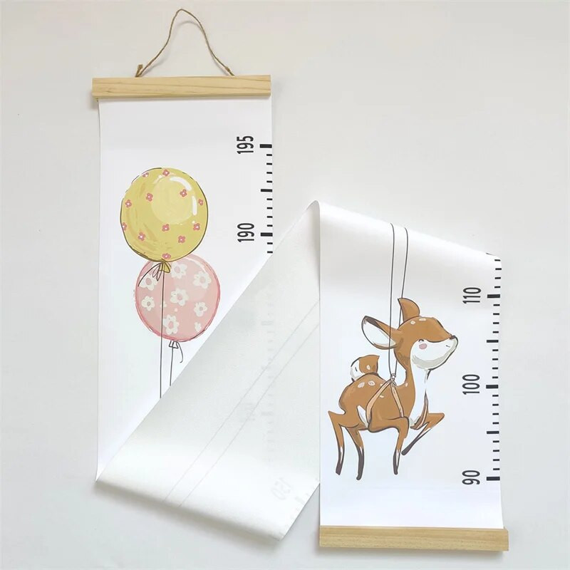 Skandináv rajzfilm állat baba magasságú vonalzó fa falra akasztós gyerekek növekedési diagram magasság rekord mérő vonalzó lakberendezési fotó kellékek