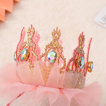 Παιδικό καπέλο γενεθλίων Princess Crown Παιδικό ροζ/λευκό κομμωτήριο Κορίτσι Χρόνια πολλά Καπέλα Παιδικά πάρτι γενεθλίων