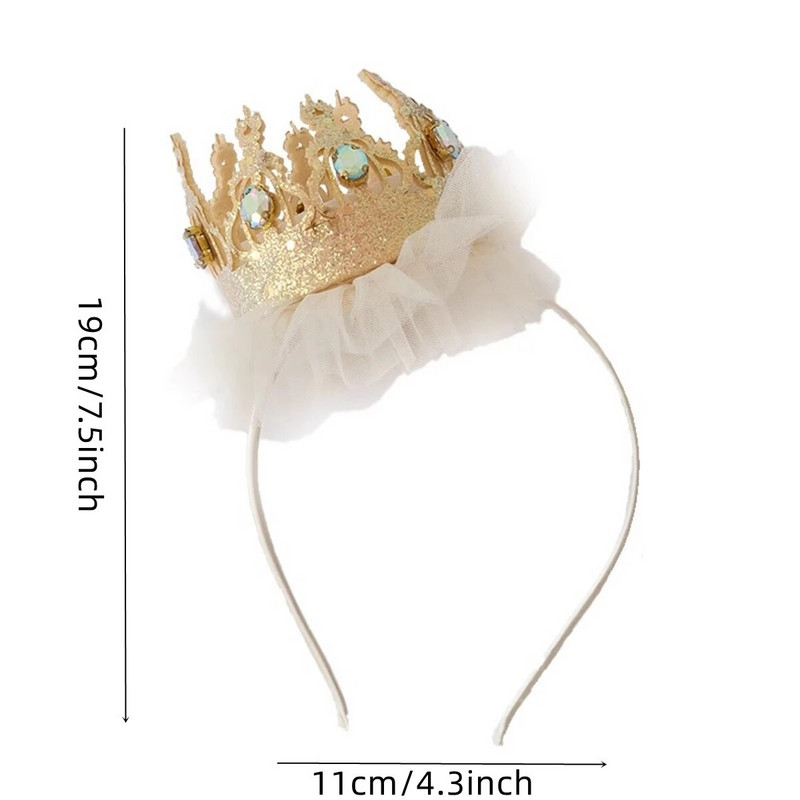 Pălărie pentru ziua de naștere Coroana Prințesei Copii Roz/Alb Bentita de păr Fată La mulți ani Crăciun pentru cap pentru petrecere de aniversare pentru copii