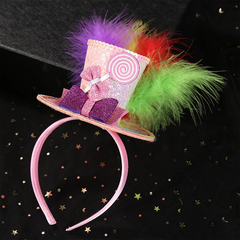 Mini cilinder sapkák Fejpánt masni felső sapka Színes hajkarika Születésnapi koktél Tea Party Fejfedők Karneváli Haj kiegészítők