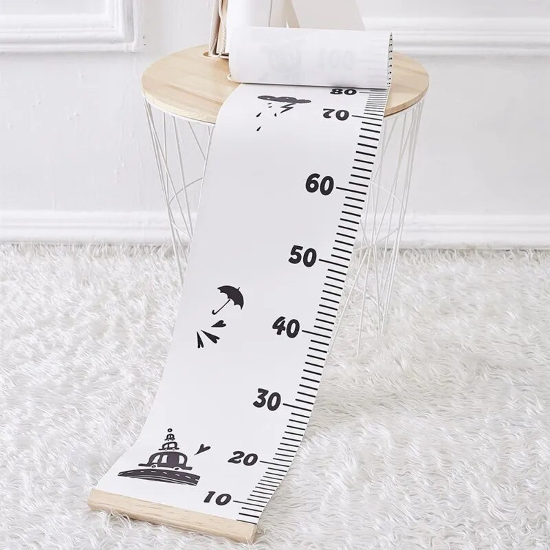 INS Nordic Black White Kids pakabinamos augimo diagramos medinio rėmo aukščio matavimo liniuotė Minimalistinis vaikų darželio namų dekoro nuotraukų rekvizitas
