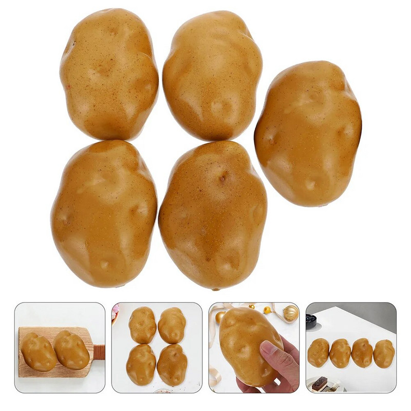 5 bucăți de simulare pentru legume ornamente pentru cartofi artificiali, mâncare falsă, jucării de birou, decor rafinat de peisaj de masă, portabil mic