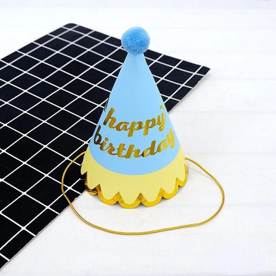 1db Hot Stamping Rainbow plüssgolyó születésnapi sapka gyerekeknek felnőtt születésnapi kalap party dekorációs kellékek