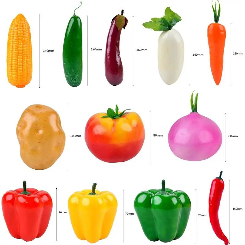 Čili Luk Rajčica Mrkva Krumpir Kukuruz Umjetno plastično povrće Lažni model umjetnog voća Party Kuhinja Vjenčana dekoracija