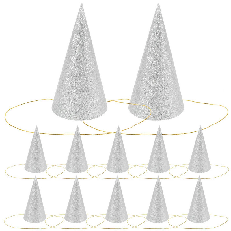 12 vnt Popierinės gimtadienio kepurės Gimtadienio vakarėlio kepurės vaikams Gimtadienio šventės reikmenys Auksinis klounas