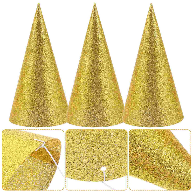 12 vnt Popierinės gimtadienio kepurės Gimtadienio vakarėlio kepurės vaikams Gimtadienio šventės reikmenys Auksinis klounas