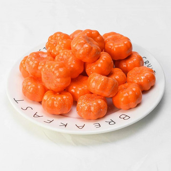 25/50Pcs 3,5cm Mini Artificial Pumpkin Fake Simulation Food Vegetables For Home Halloween Party Orange Pumpkin Props DIY Craft