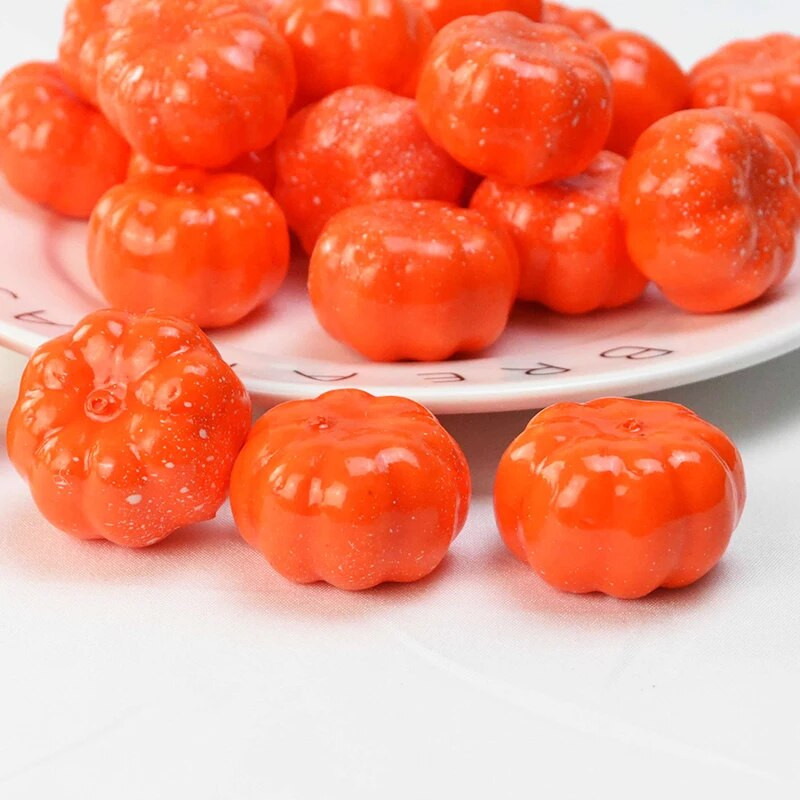 25/50 gab 3,5 cm mini mākslīgais ķirbju viltojums simulācijas pārtikas dārzeņi mājām Helovīna ballītei apelsīnu ķirbju rekvizīti DIY amatniecība