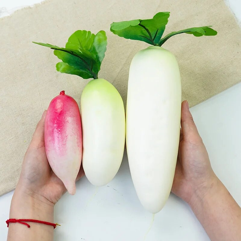 Mesterséges PVC fehér retek Sárgarépa Zöldségek Otthoni díszek fényképezési kellékek Szimuláció Kézműves ételek fotózás kellékek Lakásdekoráció