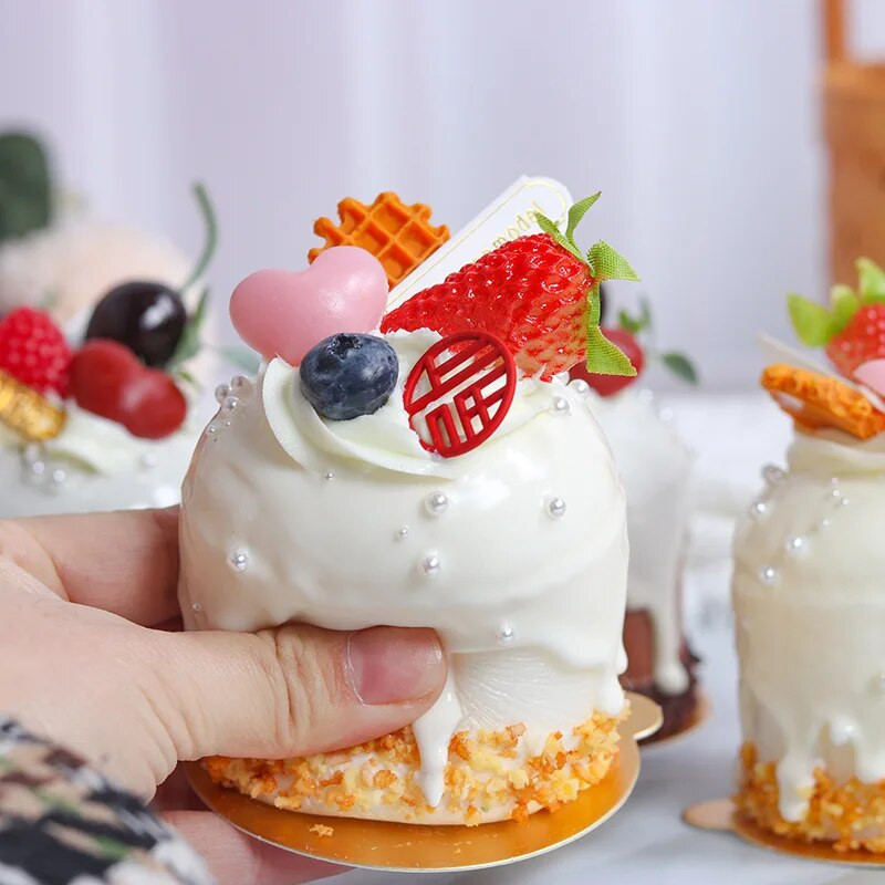 1 db mesterséges kínai stílusú torta hamis étel dekoráció fotózás Pro étel szimuláció tortamodell Tea asztaldísz FCYY-064