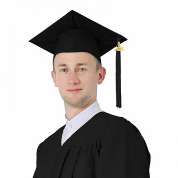2024 Привличаща вниманието шапка за дипломиране Едноцветна шапка за дипломиране за възрастни с пискюл за бакалавърска гимназия Косплей за абсолвенти
