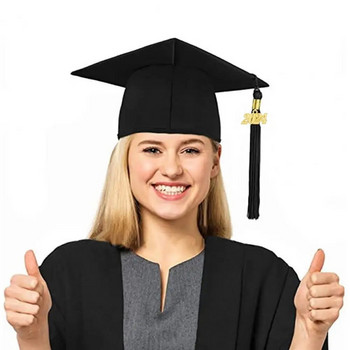 2024 Εντυπωσιακό καπέλο αποφοίτησης μονόχρωμο Καπέλο αποφοίτησης ενηλίκων με φούντα για Cosplay γυμνασίου για πτυχιούχους