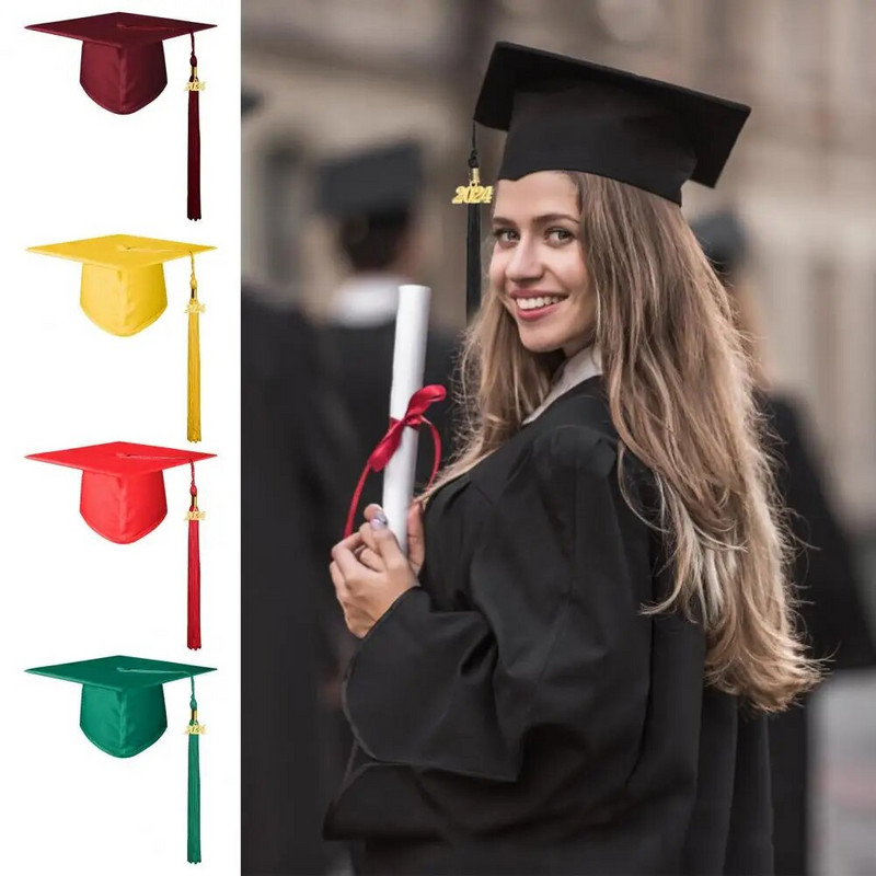 2024 m. akį traukianti abiturientų kepurė Vienspalvė abiturientų kepurė suaugusiems su kutu, skirta vidurinės mokyklos bakalauro studijoms abiturientams