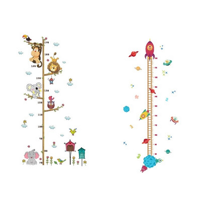 Αυτοκόλλητο τοίχου μέτρησης ύψους κινουμένων σχεδίων για παιδιά νήπια Πίνακας ανάπτυξης Decal Διακόσμηση παιδικού δωματίου Dropship