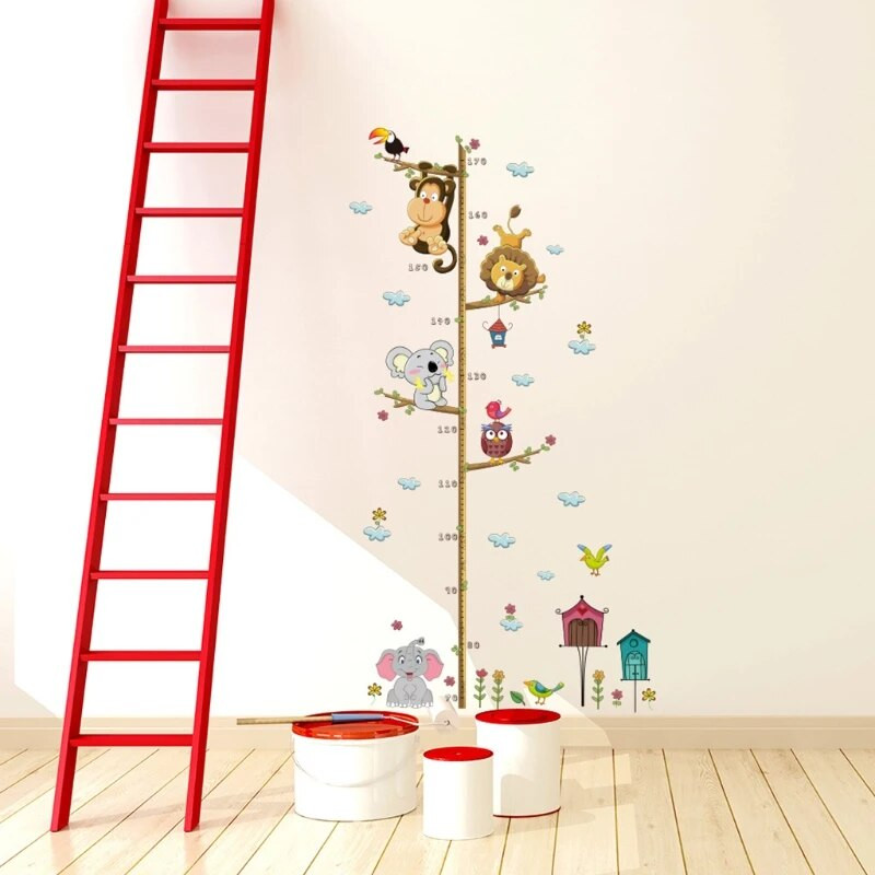 Animacinio filmo aukščio matavimo sienos lipdukas, skirtas mažiems vaikams, augimo diagramos lipdukas Vaikų kambario dekoravimo laivas
