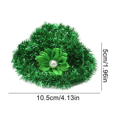 1vnt Saint Patricks Day Hat Green Clover Top Caps Cosplay Kostiumas Patricks St Dekoratyvinis galvos apdangalas žalias