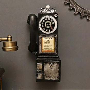 Креативност Ретро модел на телефон Орнаменти за окачване на стена Ретро мебели Телефон Миниатюрни занаяти Подарък за Бар Декорация на дома