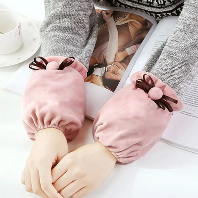 Šiltos pliušinės antifouling rankovės, skirtos rudeniui, žiemai, trumpoms moterims, studentėms, suaugusiems, namų biuro valymui, rankovėms mielos viršutinės rankovės ZD68