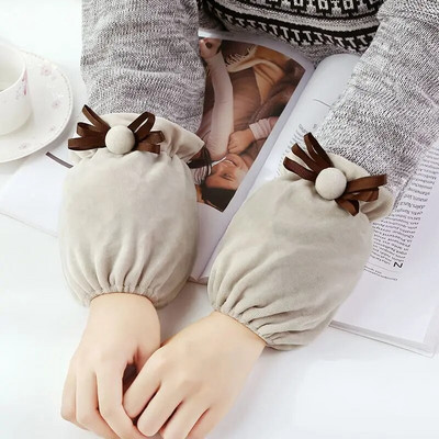 Šiltos pliušinės antifouling rankovės, skirtos rudeniui, žiemai, trumpoms moterims, studentėms, suaugusiems, namų biuro valymui, rankovėms mielos viršutinės rankovės ZD68