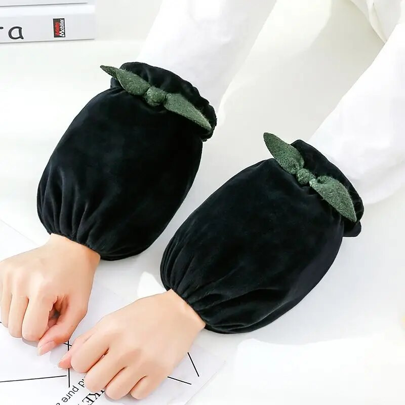 Šiltos pliušinės antifouling rankovės, skirtos rudeniui, žiemai, trumpoms moterims, studentėms, suaugusiems, namų biuro valymui, rankovėms mielos viršutinės rankovės ZD68