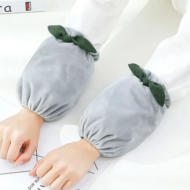 Šiltos pliušinės antifouling rankovės, skirtos rudeniui, žiemai, trumpoms moterims, studentėms, suaugusiems, namų biuro valymui, rankovėms mielos viršutinės rankovės ZD68