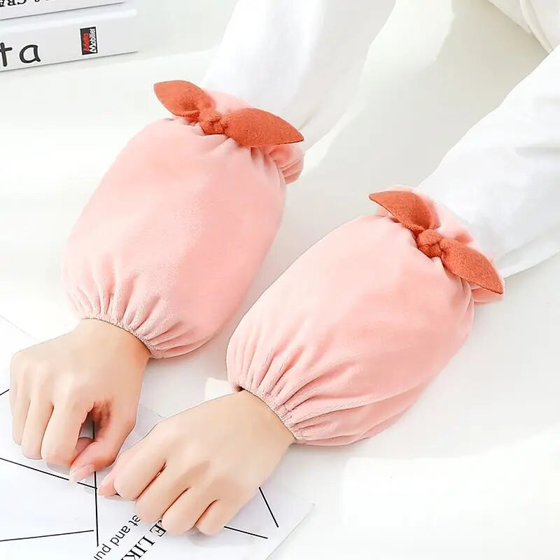 Šiltos pliušinės antifouling rankovės, skirtos rudeniui, žiemai, trumpoms moterims, studentėms, suaugusiems, namų biuro valymui, rankovėms mielos viršutinės rankovės ZD68