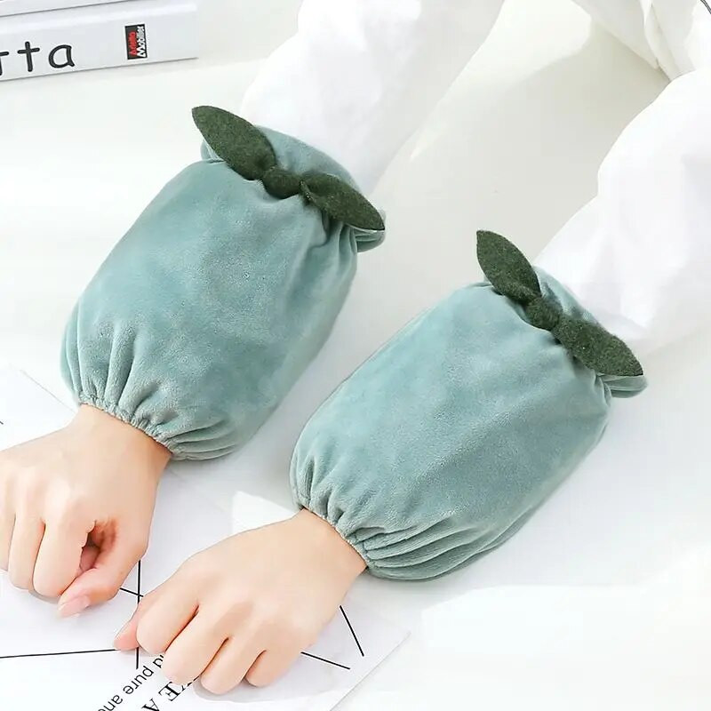 Šiltos pliušinės antifouling rankovės, skirtos rudeniui, žiemai, trumpoms moterims, studentėms, suaugusiems, namų biuro valymui, rankovėms mielos viršutinės rankovės ZD68