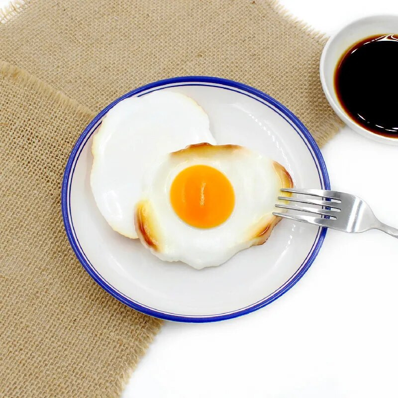 PVC симулация Модел на пържено яйце Изкуствено слънчево яйце Фалшива храна за западен ресторант Декорация на маса Реквизит за фотография Детска играчка