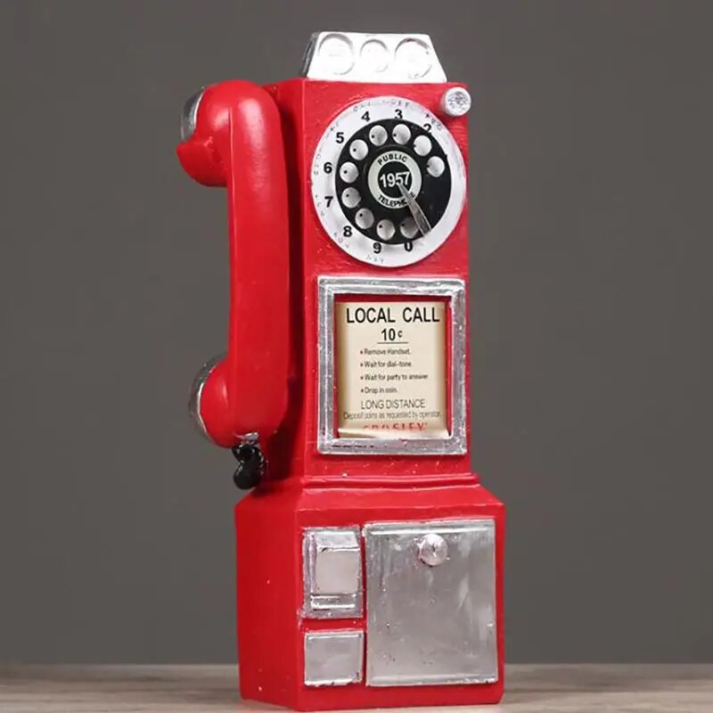 Retro brojčanik od smole Model telefonske govornice Vintage telefonska govornica Figurica za uređenje doma Ukrasi za kafiće Ukrasi za rukotvorine telefon